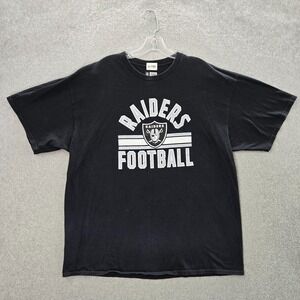Oakland Raiders Men Shirt 2XL Black Logo Graphic Short Sleeve Crew Neck Tee